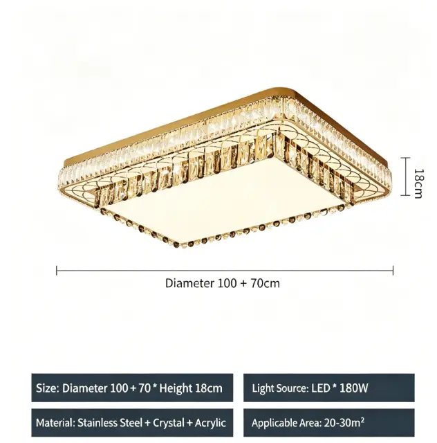 Luxury Banquet Hall Crystal Ceiling Mount Light LED Villa Whole House Livingroom Bedroom Stainless Steel Middle Ceiling — view 3