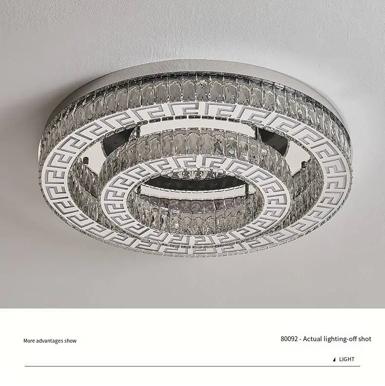 Luxury Modern Round Villa Lobby Crystal LED Home Bedroom ceiling Light Hotel Livingroom Middle Ceiling Lamp Switch Contr — view 2