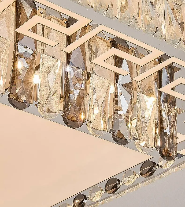 Luxury Banquet Hall Crystal Ceiling Mount Light LED Villa Whole House Livingroom Bedroom Stainless Steel Middle Ceiling — view 6