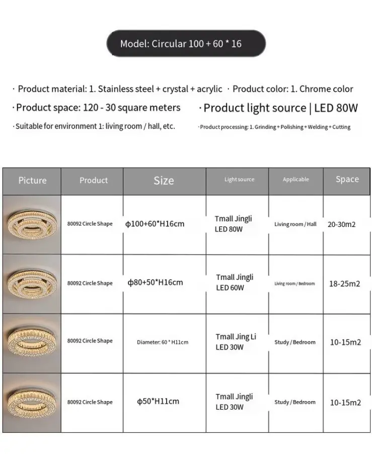Luxury Modern Round Villa Lobby Crystal LED Home Bedroom ceiling Light Hotel Livingroom Middle Ceiling Lamp Switch Contr — view 5