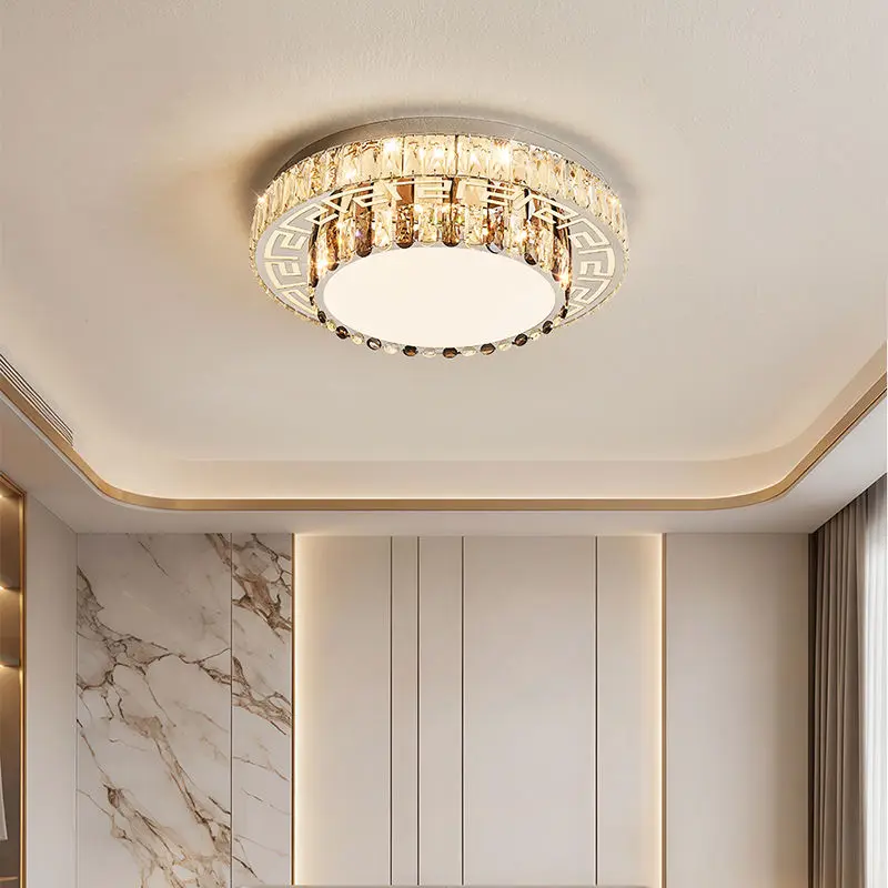 Luxury Home Room Decor LED Middle Crystal Ceiling Lamp Villa Livingroom Bedroom Hotel Banquet Hall Stainless Steel Ceili — view 3