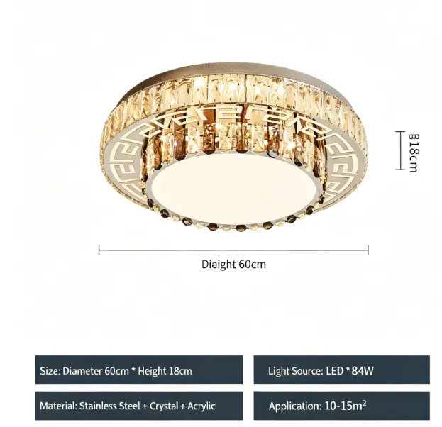 Luxury Home Room Decor LED Middle Crystal Ceiling Lamp Villa Livingroom Bedroom Hotel Banquet Hall Stainless Steel Ceili — view 5