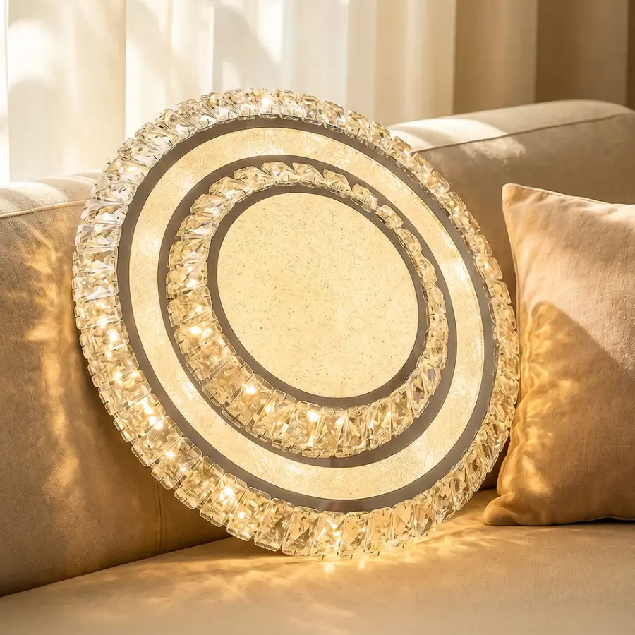 Luxury Middle Ceiling Lamp Crystal LED Villa Round LivingRoom Bedroom Hotel Lobby Home Decor Stainless Steel Ceiling Lig — view 2