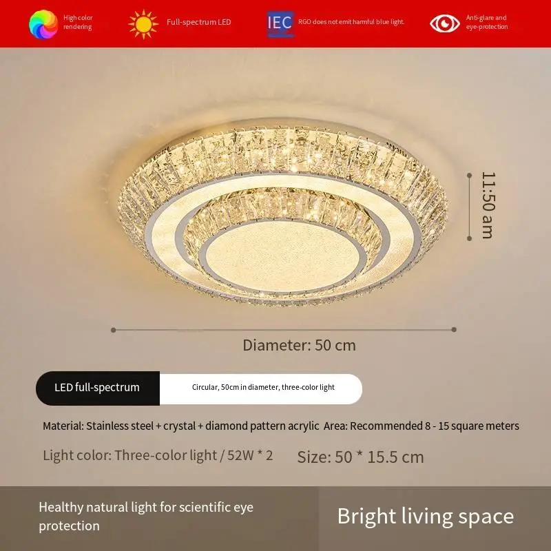 Luxury Middle Ceiling Lamp Crystal LED Villa Round LivingRoom Bedroom Hotel Lobby Home Decor Stainless Steel Ceiling Lig — view 4