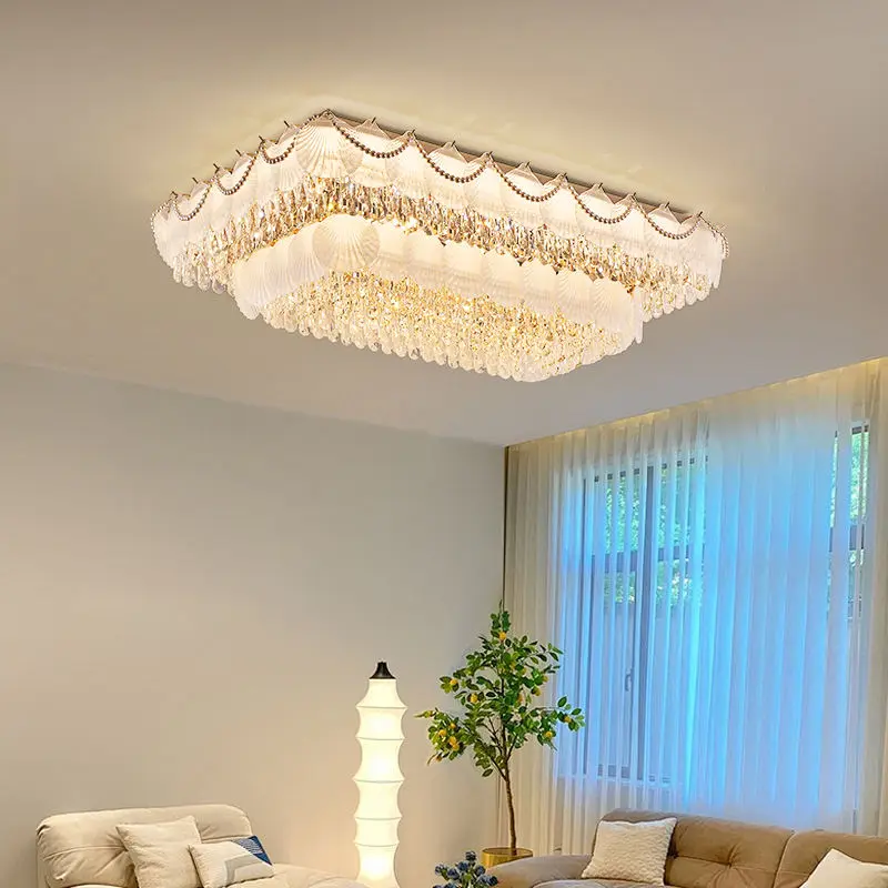 French Luxury Crystal Home LivingRoom Large Ceiling Lamp Iron Glass Villa Hotel Bedroom Banquet Lobby Hall Decor Ceiling — view 1