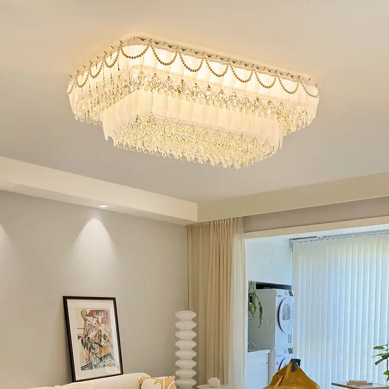 French Luxury Crystal Home LivingRoom Bedroom Large Ceiling Lamp Villa Hotel Banquet Hall Decor Modern Iron Glass Ceilin — view 1
