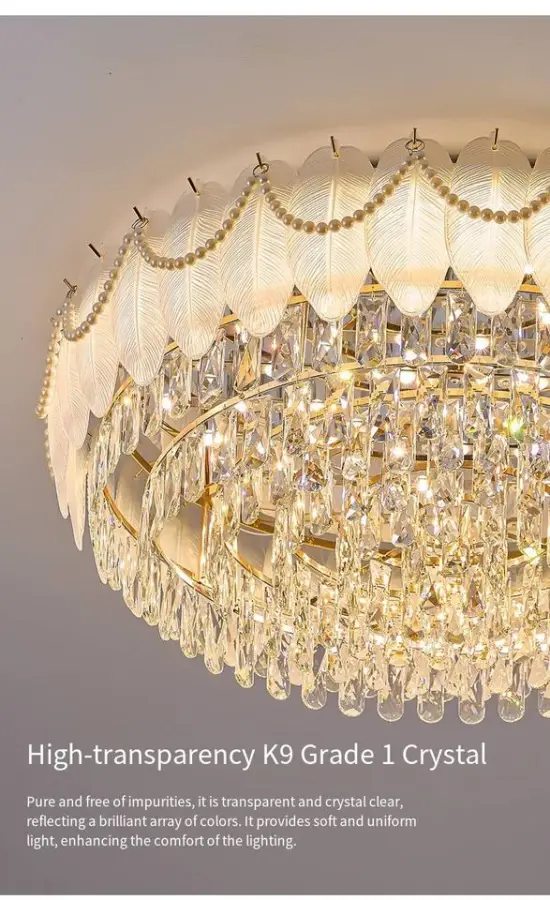 Home Room Decor Ceiling Light French Luxury Iron Glass Crystal Wedding Banquet Hall LED Middle Villa Hotel Round Ceiling — view 3
