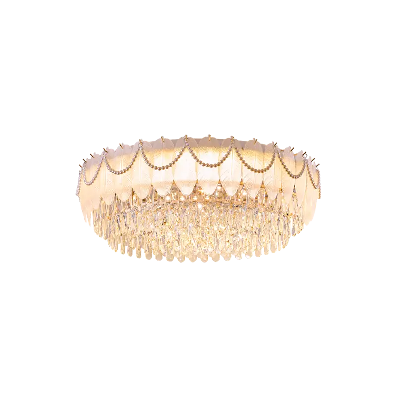 Home Room Decor Ceiling Light French Luxury Iron Glass Crystal Wedding Banquet Hall LED Middle Villa Hotel Round Ceiling — view 6