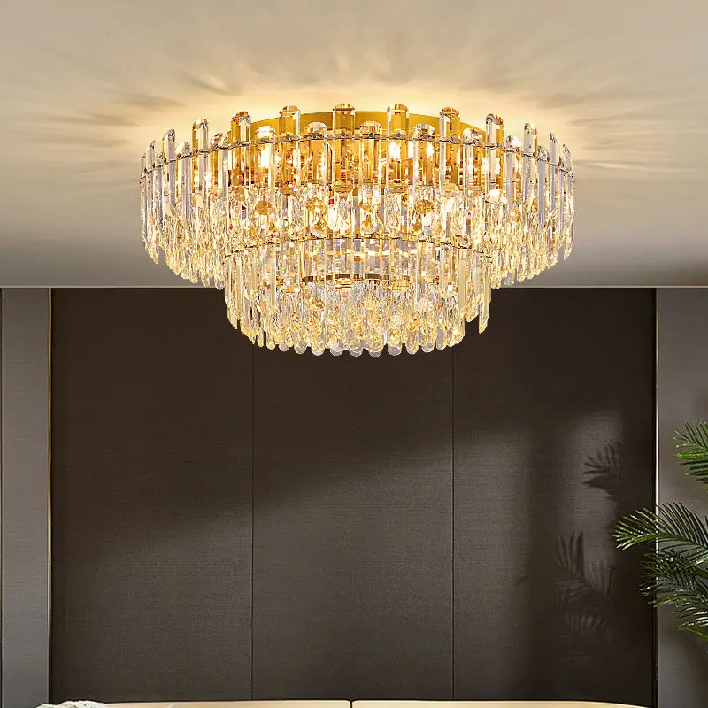 Modern Luxury Crystal Banquet Hall Round Ceiling Lamp Home Room Decor LED Middle for Villa Hotel Hall Modern Iron Ceilin — view 2