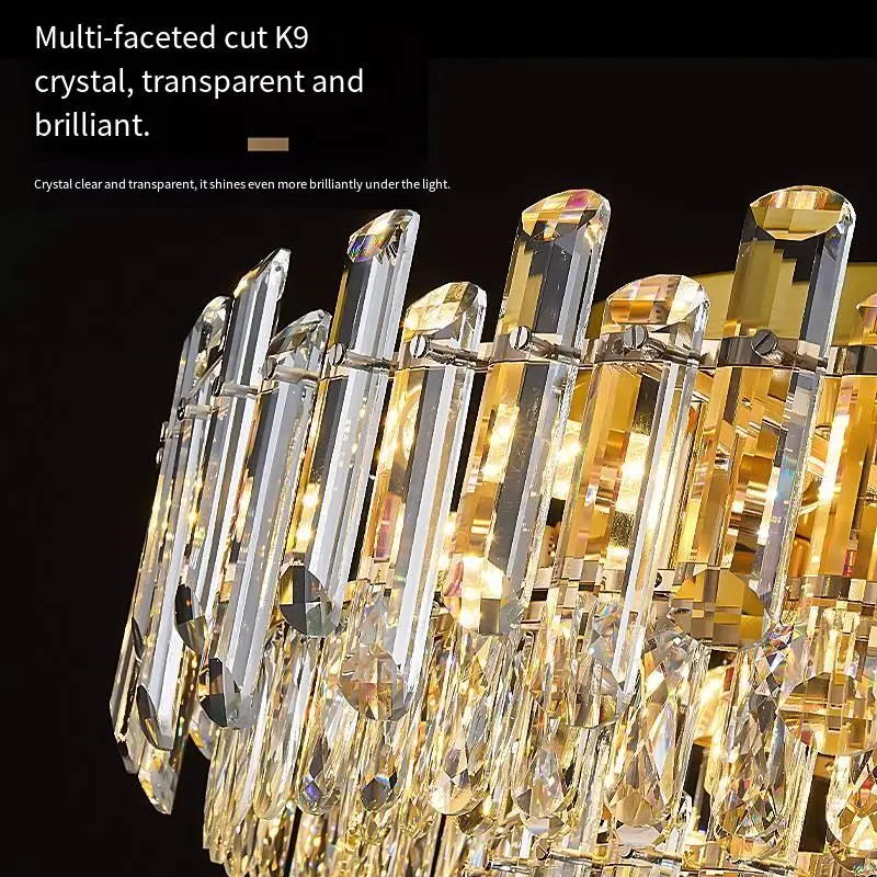 Modern Luxury Crystal Banquet Hall Round Ceiling Lamp Home Room Decor LED Middle for Villa Hotel Hall Modern Iron Ceilin — view 3