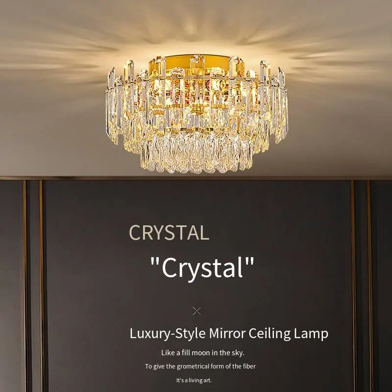 Modern Luxury Crystal Banquet Hall Round Ceiling Lamp Home Room Decor LED Middle for Villa Hotel Hall Modern Iron Ceilin — view 4