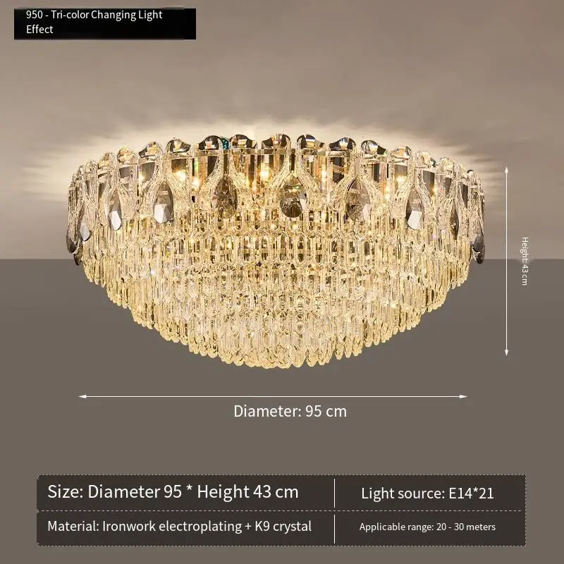 Home Decor Luxury Crystal Banquet Hall Iron Ceiling Lamp LED Middle Villa Livingroom Bedroom Hotel Indoor Flush Mount Li — view 2