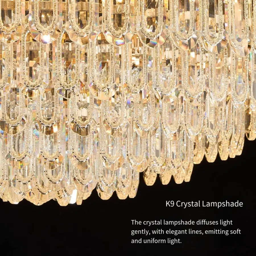 Home Decor Luxury Crystal Banquet Hall Iron Ceiling Lamp LED Middle Villa Livingroom Bedroom Hotel Indoor Flush Mount Li — view 6