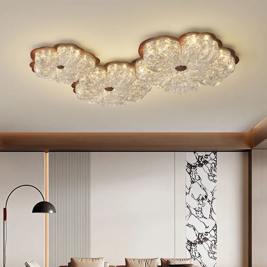 Modern Ceiling Lamp LED Iron Crystal Sand Middle Ceiling Light for Home Office Living Room Bedroom Hotel Hallway Luxury — view 3