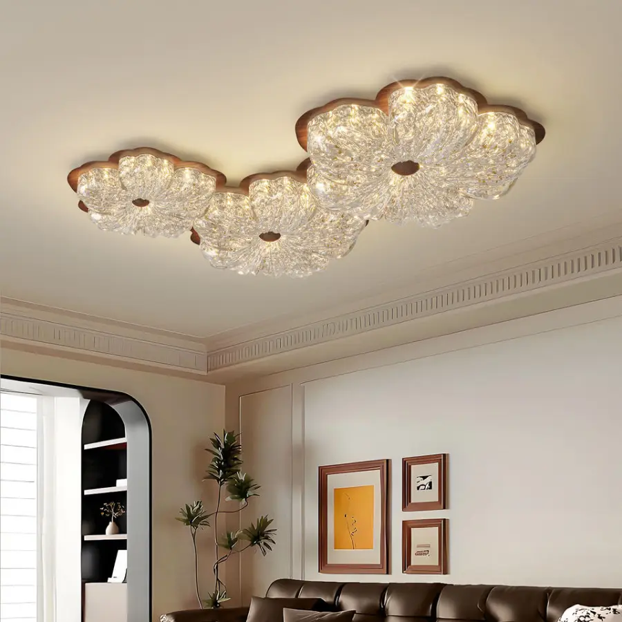 Modern Ceiling Lamp LED Iron Crystal Sand Middle Ceiling Light for Home Office Living Room Bedroom Hotel Hallway Luxury — view 4
