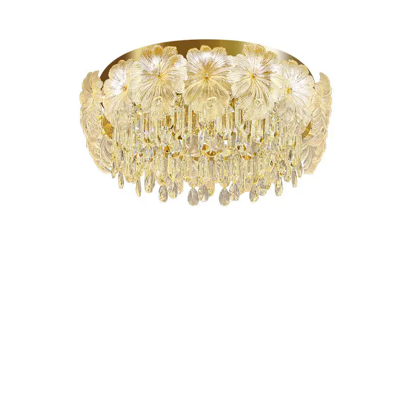 Luxury Gold Crystal LED Middle Size Eye-Caring Dimmable Pendant Light for Wedding Banquet Hall Home Decor Villa Stair Ho — view 2
