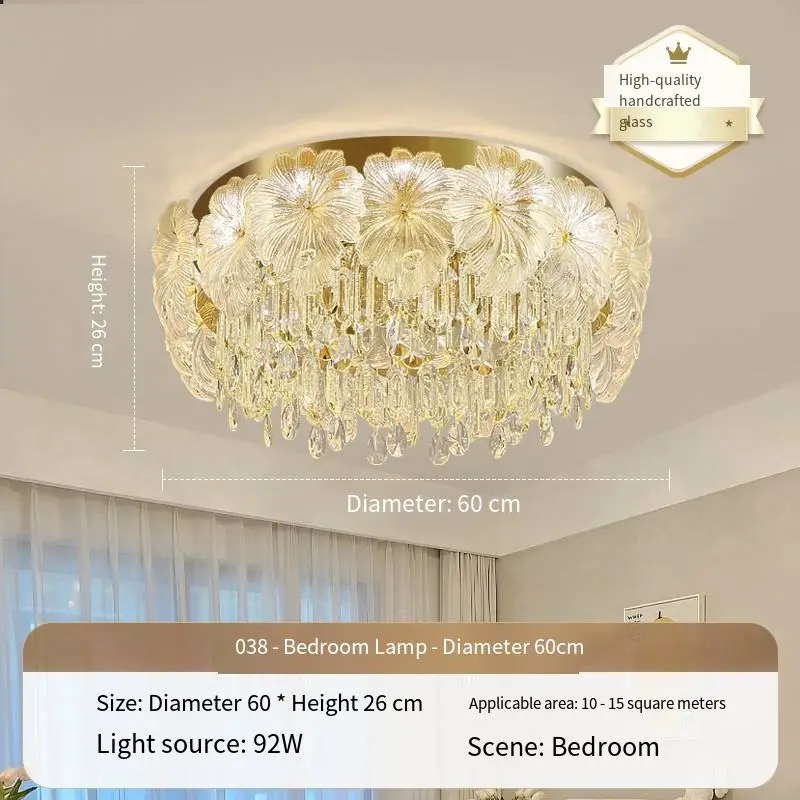 Luxury Gold Crystal LED Middle Size Eye-Caring Dimmable Pendant Light for Wedding Banquet Hall Home Decor Villa Stair Ho — view 3