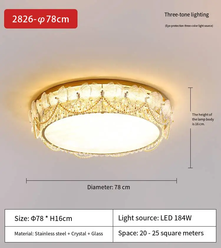 LED Luxury Decorative Crystal Middle Ceiling Light for Bedroom Loft Pendant Light Modern Home Room Villa Entrance Hall L — view 3