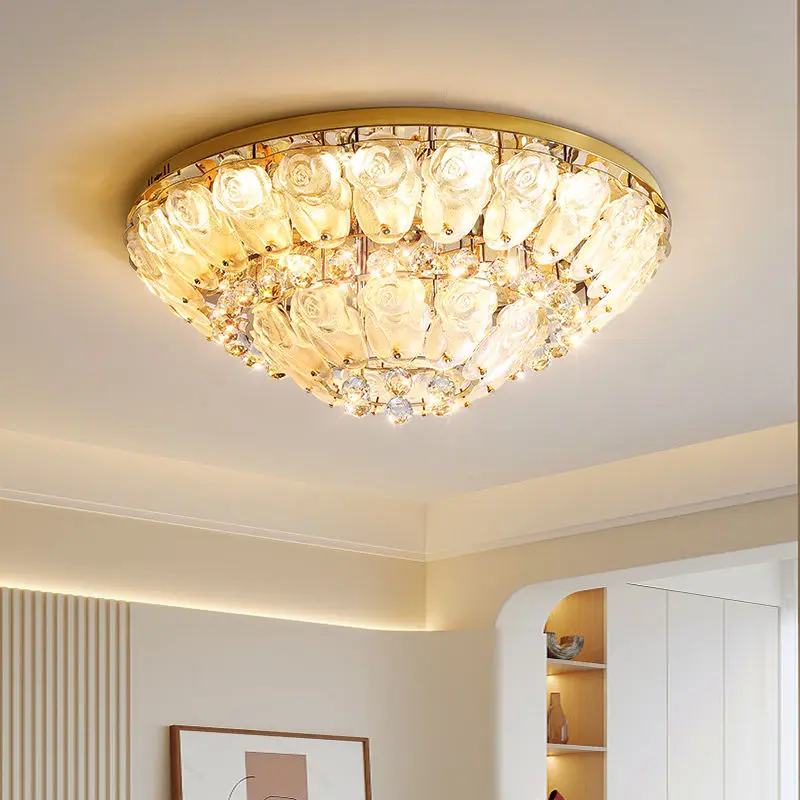 Modern Luxury LED Crystal Ceiling Lamp Middle Gold Pendant Light for Home Villa Hotel Wedding Banquet Hall Home Room Dec — view 1