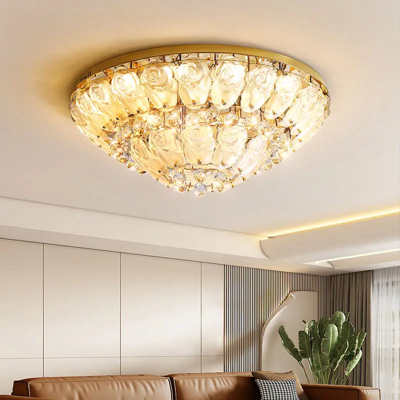 Modern Luxury LED Crystal Ceiling Lamp Middle Gold Pendant Light for Home Villa Hotel Wedding Banquet Hall Home Room Dec — view 2
