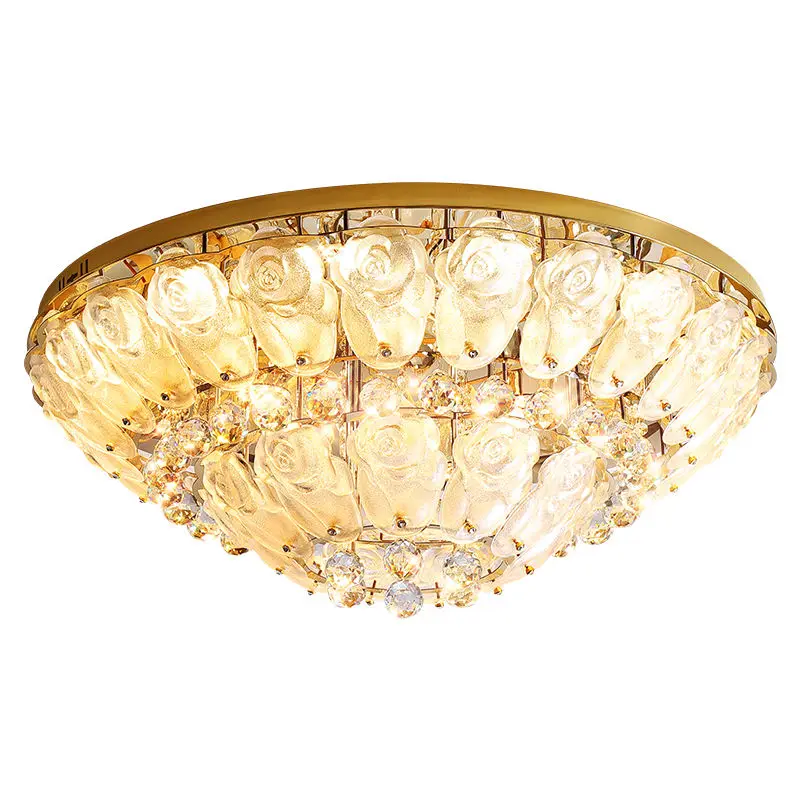 Modern Luxury LED Crystal Ceiling Lamp Middle Gold Pendant Light for Home Villa Hotel Wedding Banquet Hall Home Room Dec — view 3