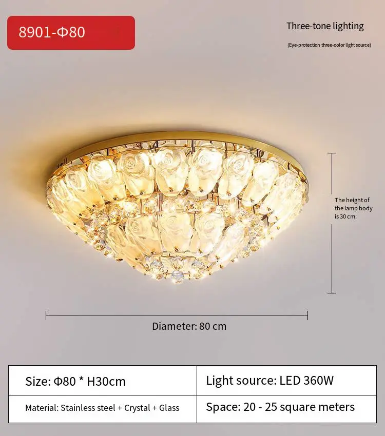 Modern Luxury LED Crystal Ceiling Lamp Middle Gold Pendant Light for Home Villa Hotel Wedding Banquet Hall Home Room Dec — view 4