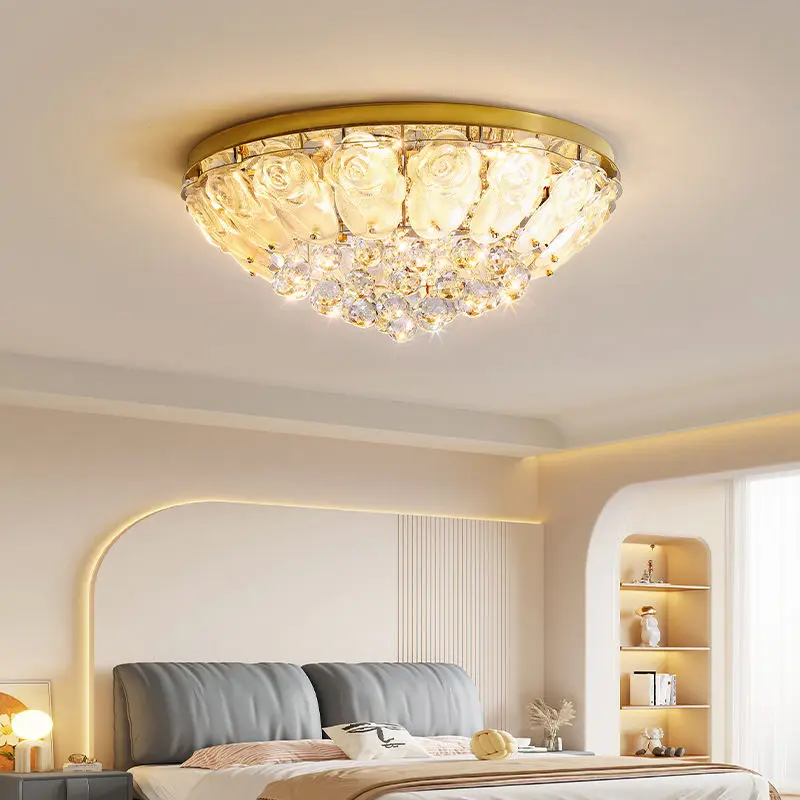 Modern Luxury LED Crystal Ceiling Lamp Middle Gold Pendant Light for Home Villa Hotel Wedding Banquet Hall Home Room Dec — view 5