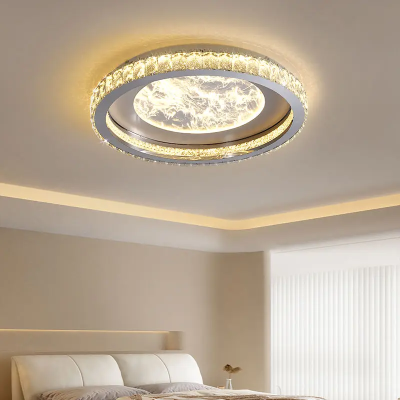 Home Decor Crystal Round LED Modern Ceiling Lamp with Gold Finish Dimmable 220V for Hotel Lobby & Banquet Hall Luxury Li — view 1