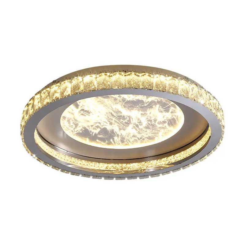 Home Decor Crystal Round LED Modern Ceiling Lamp with Gold Finish Dimmable 220V for Hotel Lobby & Banquet Hall Luxury Li — view 2