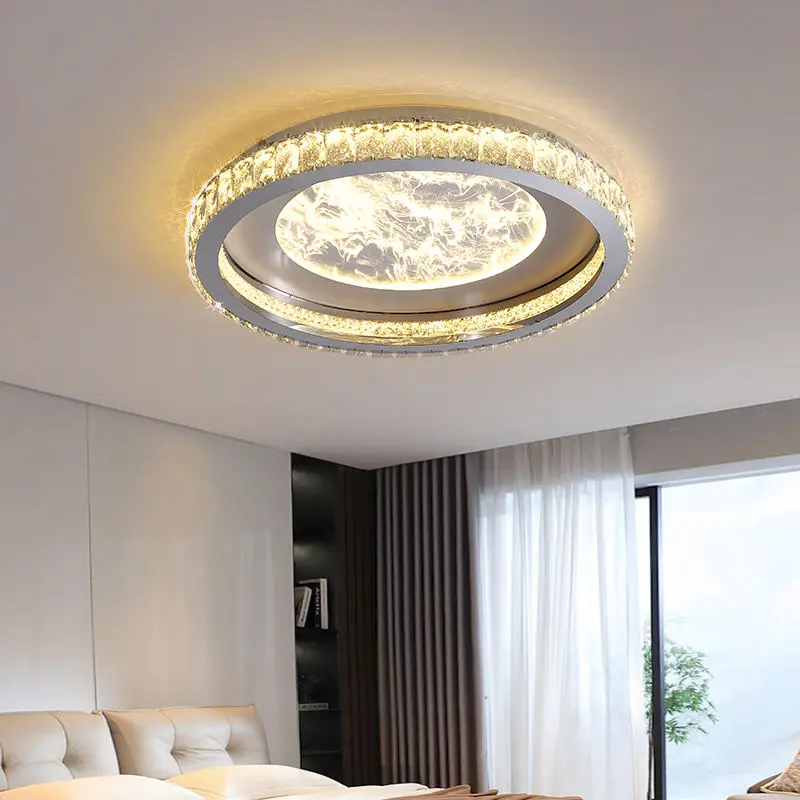 Home Decor Crystal Round LED Modern Ceiling Lamp with Gold Finish Dimmable 220V for Hotel Lobby & Banquet Hall Luxury Li — view 5