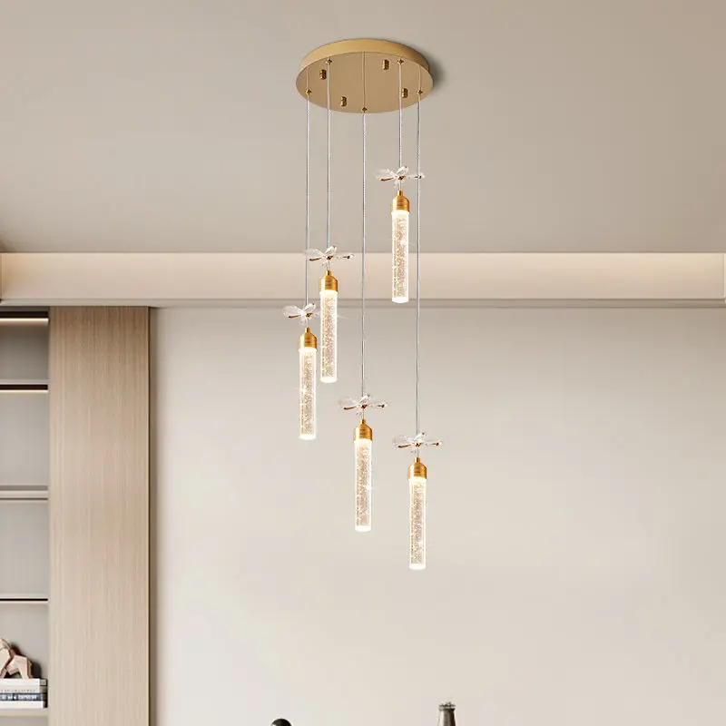 Luxury Led Dining Table Crystal Villa Chandelier Light Long Bar Middle for Restaurant Livingroom Hotel Ceiling Pendant L — view 3