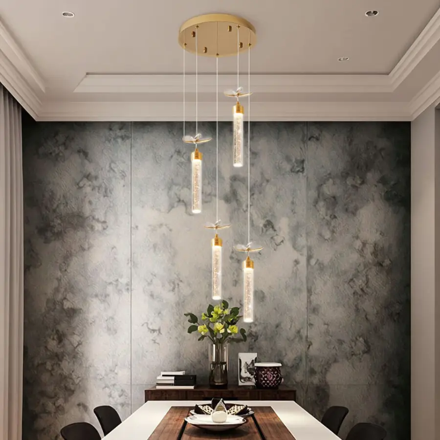Luxury Led Dining Table Crystal Villa Chandelier Light Long Bar Middle for Restaurant Livingroom Hotel Ceiling Pendant L — view 5