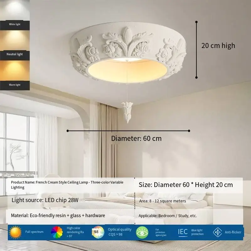 French Classic LED Villa Ceiling Lamp Resin Middle Ceiling Light for Living Room Hotel Lobby Wedding Banquet Hall Ceilin — view 3