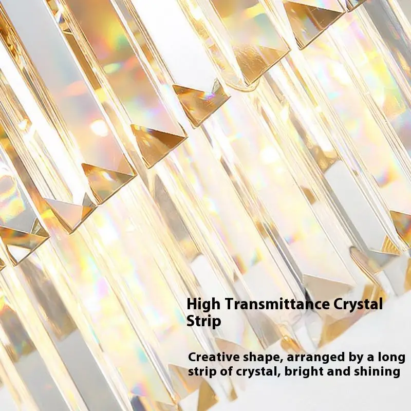 European-Style Luxury Crystal Chandelier Modern LED Pendant Lighting with Luminous Arms Hanging Glass for Living Room — view 2