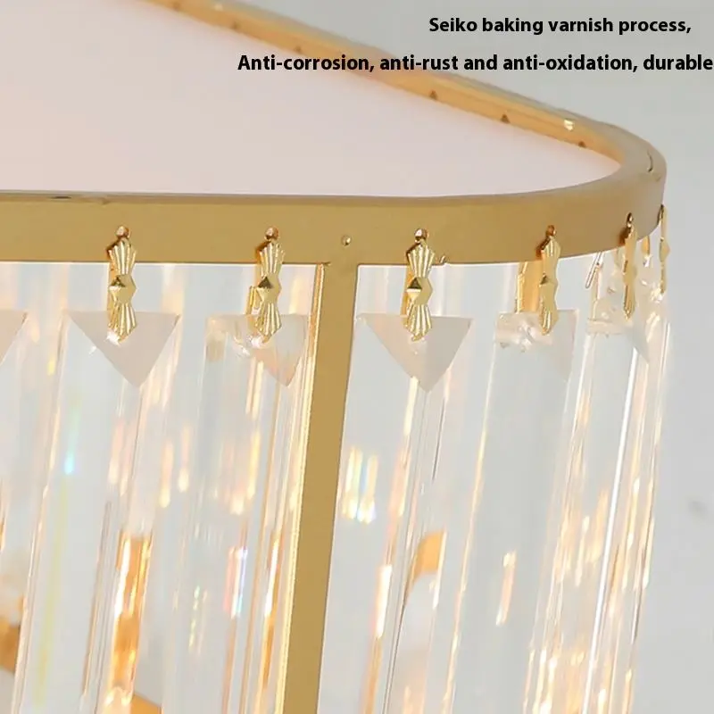 European-Style Luxury Crystal Chandelier Modern LED Pendant Lighting with Luminous Arms Hanging Glass for Living Room — view 4