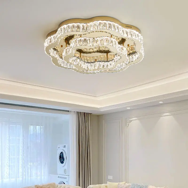 Luxury Crystal Gold Minimalist LED Ceiling Light for Home Indoor Decor Livingroom Bedroom StudyRoom Ceiling Lamp — view 3