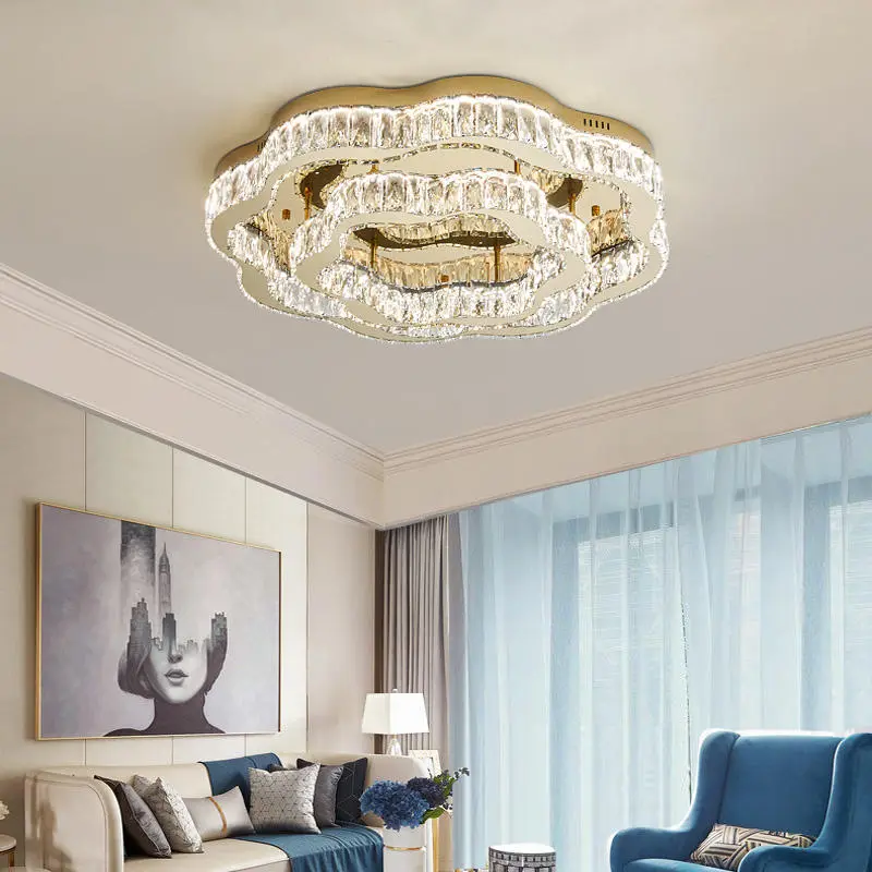 Luxury Crystal Gold Minimalist LED Ceiling Light for Home Indoor Decor Livingroom Bedroom StudyRoom Ceiling Lamp — view 4