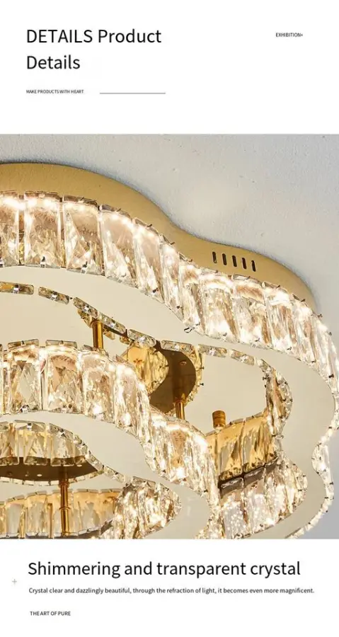 Luxury Crystal Gold Minimalist LED Ceiling Light for Home Indoor Decor Livingroom Bedroom StudyRoom Ceiling Lamp — view 5
