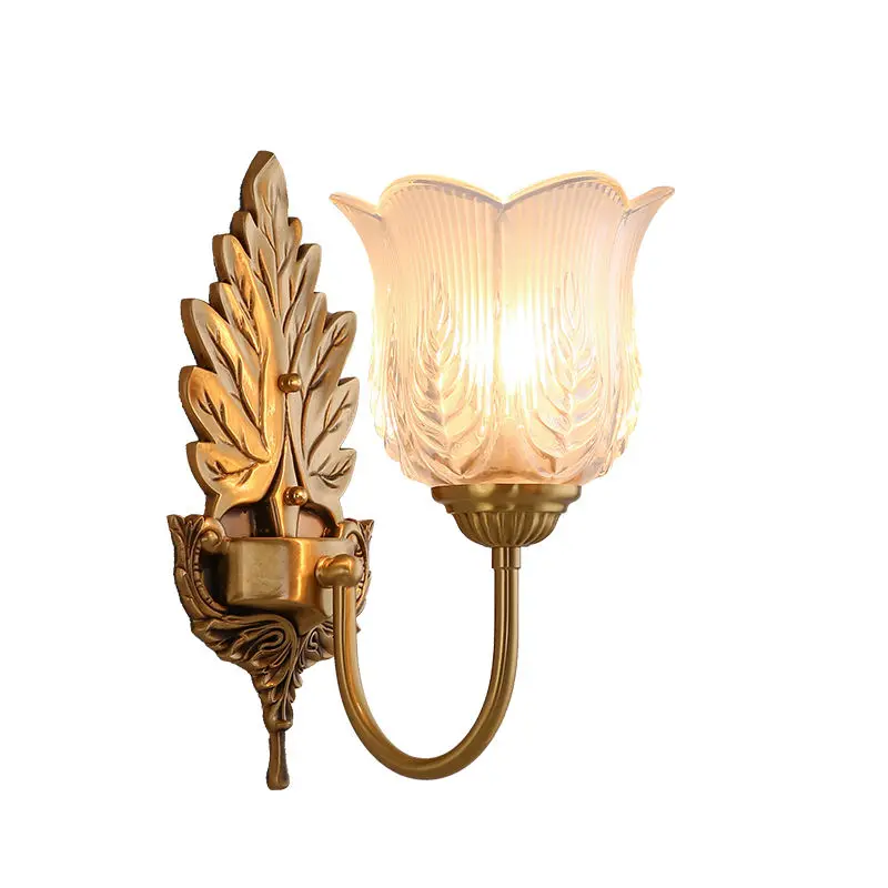 Home Bedroom Banquet Hall Led Wall Light Luxury LED Copper Glass Sconce Hotel Entrance Porch LivingRoom Outdoor Garden W — view 4