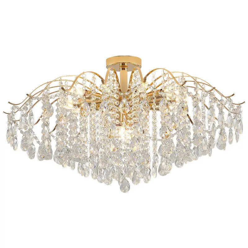 Modern Luxury LED Crystal Light Chandelier Lamp Classic Dining Wedding Pendant Lights for Living Room Adjustable Height — view 2