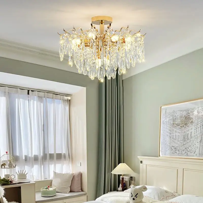 Modern Luxury LED Crystal Light Chandelier Lamp Classic Dining Wedding Pendant Lights for Living Room Adjustable Height — view 4