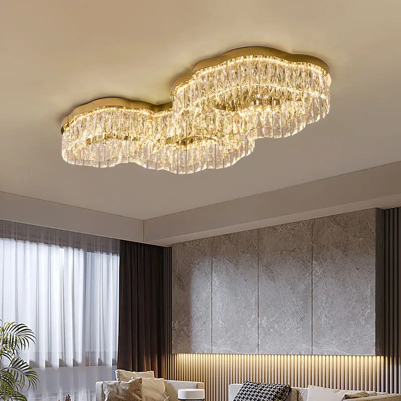 Modern Round Crystal Gold Minimalist LED Ceiling Lamp Indoor Decor for Home for Living Dining Bedroom Study Room — view 2