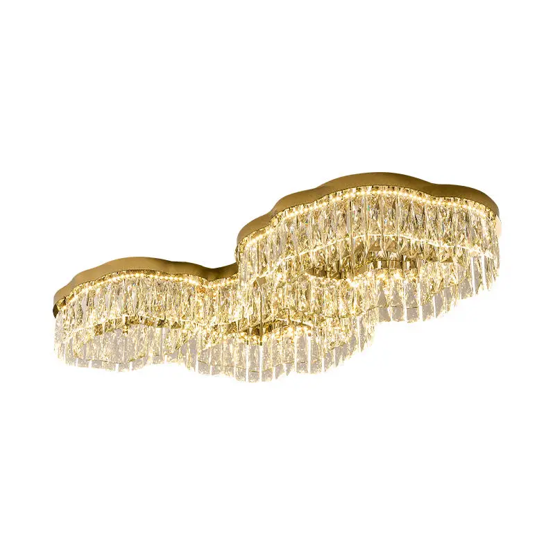 Modern Round Crystal Gold Minimalist LED Ceiling Lamp Indoor Decor for Home for Living Dining Bedroom Study Room — view 3