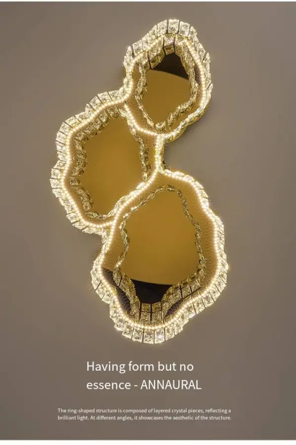 Modern Round Crystal Gold Minimalist LED Ceiling Lamp Indoor Decor for Home for Living Dining Bedroom Study Room — view 5