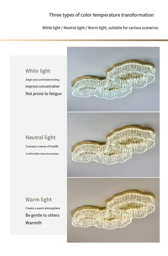 Modern Round Crystal Gold Minimalist LED Ceiling Lamp Indoor Decor for Home for Living Dining Bedroom Study Room — view 6