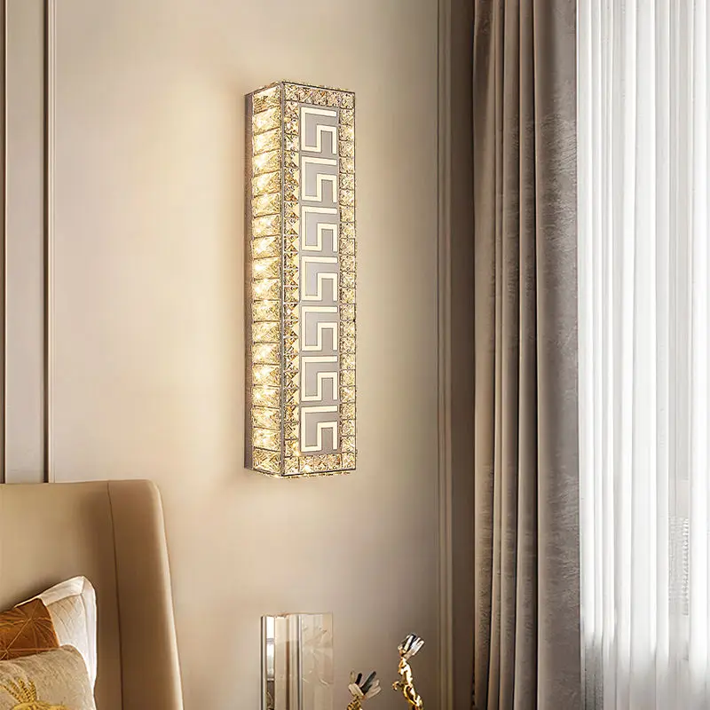 Luxury Bedroom Hallway Crystal Sconce Wall Light Stairs Entrance Porch Bedside Stainless Steel Restaurant Led Wall Light — view 1