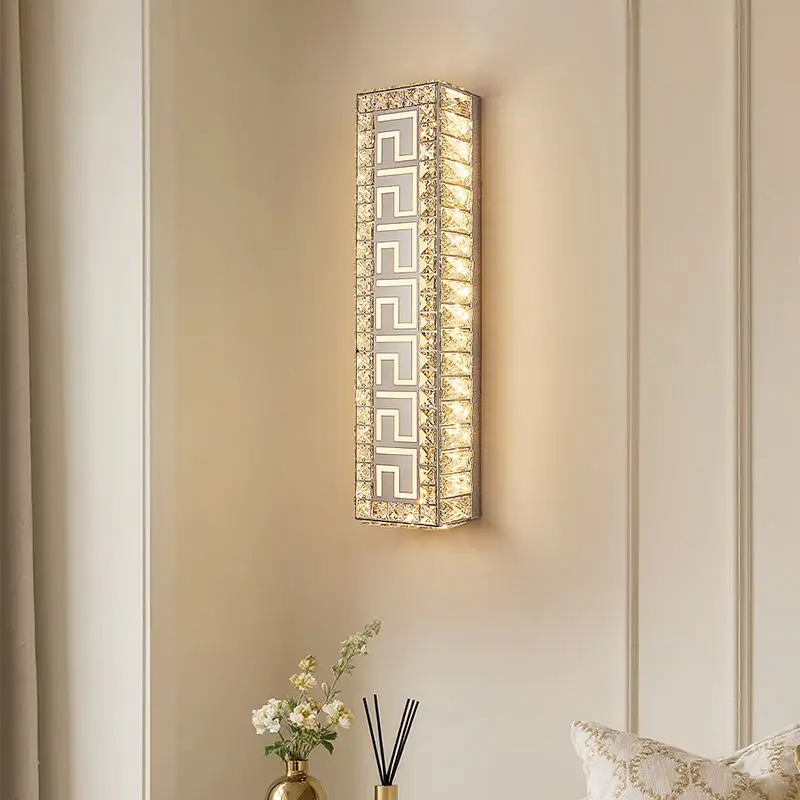 Luxury Bedroom Hallway Crystal Sconce Wall Light Stairs Entrance Porch Bedside Stainless Steel Restaurant Led Wall Light — view 2