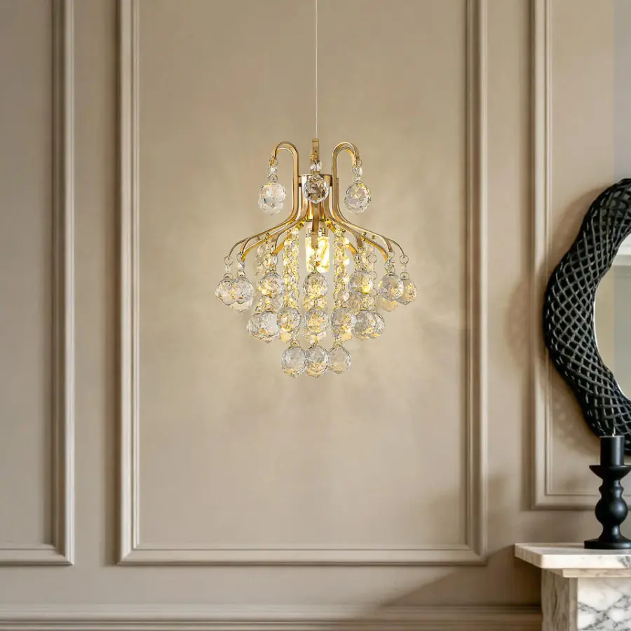 Luxury Crystal Small Night Light LED Bar Pendant Home Room Decor Hanging Chandelier Lamp Adjustable Height Dimmable Eye- — view 1