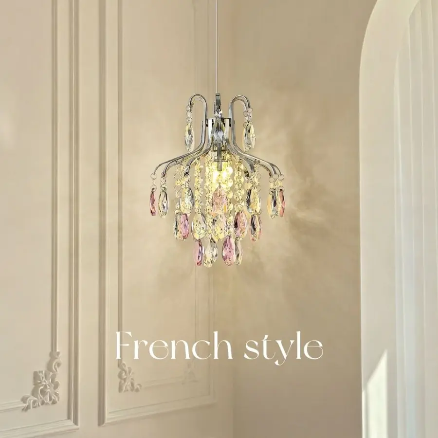 Luxury French Crystal Small Night Pendant Light Led bar HomeRoom Decor Adjustable Height Hanging Modern Iron Chandelier — view 1