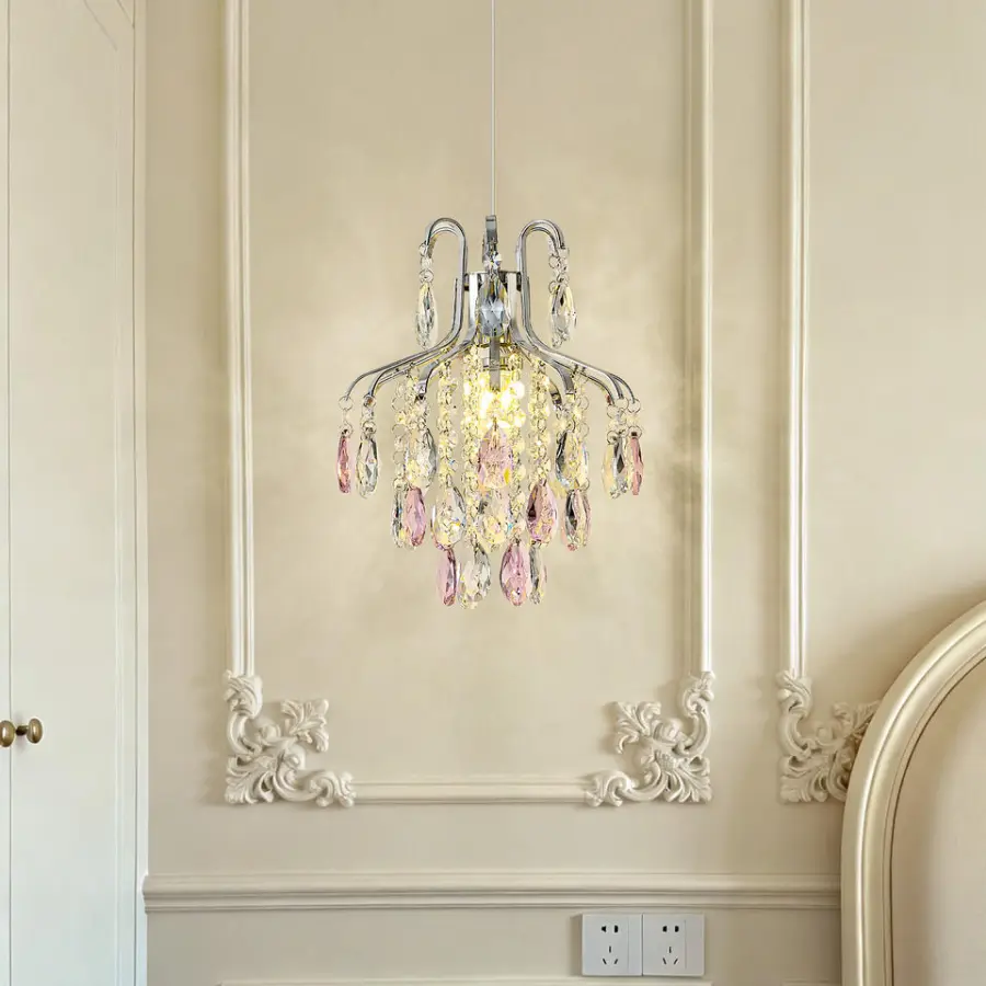 Luxury French Crystal Small Night Pendant Light Led bar HomeRoom Decor Adjustable Height Hanging Modern Iron Chandelier — view 2